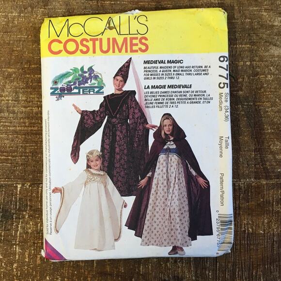 McCalls Sewing Pattern 6775 Medieval Magic Cosplay Costume Medium 34-36 UNCUT - Picture 1 of 3